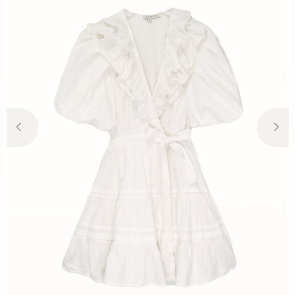 Love the label Elegant White Ruffle Wrap Dress